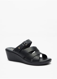 Buy Women's Cross Strap Slip-On Sandals with Wedge Heels in Saudi Arabia