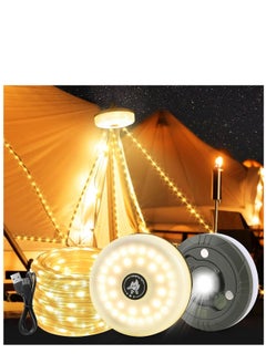 Buy Camping String Lights Rechargeable, 10M 5 in 1 Outdoor Waterproof Stowable String Light with 5 Modes 2000mah Portable Camp String Lights Retractable LED Tent Camping Fairy Lights Warm in Saudi Arabia