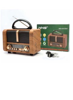 Buy Radio NS-8107BT Wireless Rechargeable Radio Fm Classsic Multicolour in Saudi Arabia