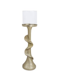 اشتري Twirl Candle Holder, Gold & Clear - 12x45 cm في الامارات