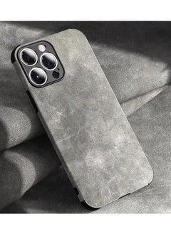 Buy Iphone 15 case Leather Light Grey in Saudi Arabia