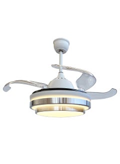 Buy Ceiling Fan Light adjustable 3 color change with remote control silver color in UAE