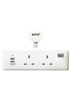 Buy Safix Multi Plug Power Extension Adapter with 2 USB Wall Sockets for Travel, Office, and Home – White in Saudi Arabia