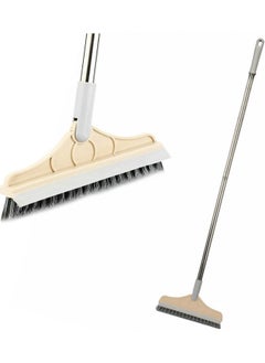 Buy 2 in 1 Cleaning Floor Scrub Brush Floor Scrub Floor Brush with Long Handle Grout Brush Scraper V-Bristle Scrub Brush with Squeegee 120° Bathroom Kitchen Swivel Tile Brush in Saudi Arabia