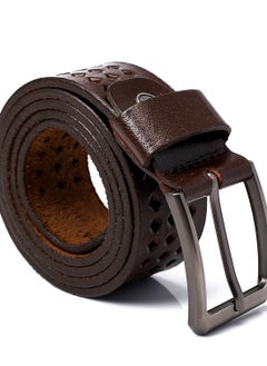 اشتري Brown Perforated Leather Belt_Brown في مصر