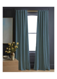 Buy Soild Curtains House Velvet Selva Curtain 1Piece-Light Blue-140x280 cm in Egypt