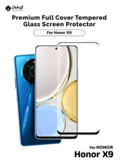Buy Premium Full Cover Tempered Glass  Screen Protector For Honor X9-Black/Clear in Saudi Arabia