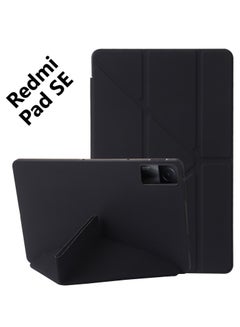 اشتري Redmi Pad SE Cover | Slim Lightweight PC Leather Flip Multi Stand Protective Case Cover for Xiaomi Redmi Pad SE 11 inch 2023 with Auto Wake/Sleep Function - Black في الامارات