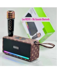 Buy Karaoke Speaker M2203+ LED Light With Wireless Microphone in Saudi Arabia