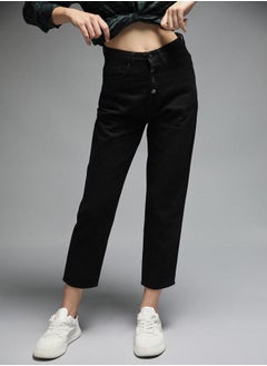 Buy High Rise Clean Look Mom Fit Cropped Jeans in Saudi Arabia