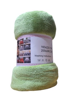 اشتري Fleece Blanket 200x240 Cm Double Soft Fluffy Blanket Warm For Sofa And Bed Easy To Carry Green Color في الامارات