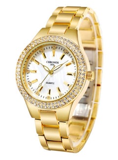 Buy Women Watch Rhinestones Simple Hardlex Dial Stainless Steel Band Luxury Ladies Fashion Wristwatch in UAE
