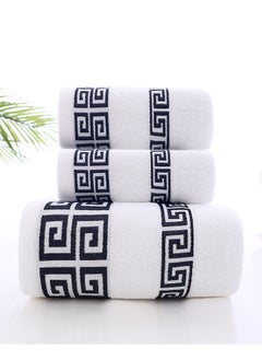 Buy 3 Pcs Bath Towel Set, Bath & Kitchen Cotton Luxury Bath Towels for Bathroom, Soft & Absorbent Bathroom Towels Set(1*70x140cm Bath Towel, 2*74x33cm Hand Towel)- White in Saudi Arabia