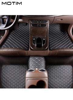 اشتري 5 Pcs Carpet Floor Mat Set Waterproof Universal Fit Car Floor Mats Protection with Rubber Lining Suitable for Most Vehicles Black Beige في الامارات