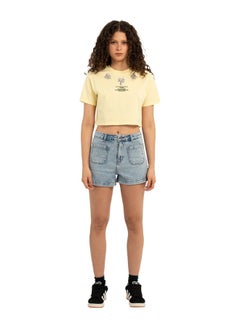 اشتري Slim vintage high waist denim short في مصر