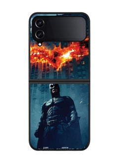 اشتري Rugged Black edge case for Samsung Galaxy Z Flip4 Slim fit Soft Case Flexible Rubber Edges Anti Drop TPU Gel Thin Cover - Burning Batman في الامارات