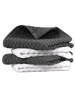 اشتري Infinitee Xclusives Premium Dish Towels - Grey [Pack of 4] 100% Cotton 33cm x 33cm Dish Cloth - Absorbent Tea Towels - Terry Kitchen Dishcloth Towels for Household Cleaning في الامارات