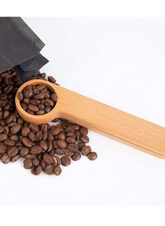 Buy 2 PCS Wooden Coffee Scoop and Bag Clip Espresso Bags Sealer Suitable for Ground Beans Loose Tea Measuring Bean Spoon Gift Lovers in Saudi Arabia