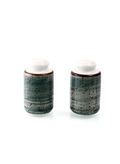 Buy Porcelain Decorative Green Salt & Pepper Set Cylinder in UAE