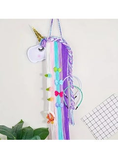 اشتري Girl Unicorn Bow Headband Holder, Girls Wall Hanging Decorative Hair Clips Hanger Organizer في السعودية