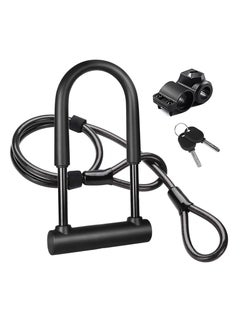 اشتري Bike U Lock, HeavyDuty Anti Theft Secure Combination Bike U Lock with16mm Shackle 5.9ft Length Security Cable Keys and Sturdy Mounting Bracket for Bicycle Motorcycle and More (Black Steel Wire) في الامارات