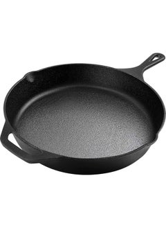 Buy Cast Iron Skillet Pre-Seasoned Skillet/Frying Pan, Black 12 Inch Round Cast Iron Frying Pan - Safe Grill Cookware For Indoor & Outdoor Use in UAE