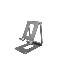 Buy Portable Aluminum Alloy Cell Phone Holder Foldable Metal Desktop Mobile Phone Tablet Stand Grey in UAE