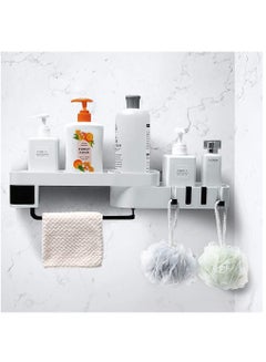 Buy 2-Layer Wall Mount Self Adhesive Rotating Shower Caddy Corner Storage Shelf White/Black in UAE