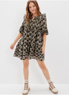 Buy Floral Printed Puff Sleeve Dress in UAE