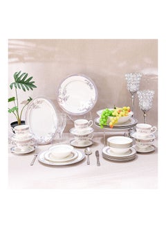 اشتري Erika 32 Piece New Bone China Dinner Set Serve 6 New Bone China Modern Houseware Dinner Set L 37.5x27.5 X H 28.5cm Gold في الامارات