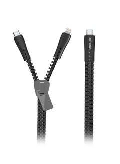 Buy 2 in 1 Zipper Cable ( Type-C to Lightning/Type-C ) 85CM - Black in UAE