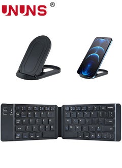 اشتري Foldable Bluetooth Keyboard,Portable Wireless Keyboard With Stand Holder,Ultra-Slim Pocket Size Rechargeable Keyboard,Compatible with IOS/Android/Windows,Smartphone/Tablet/Laptop,Black في الامارات