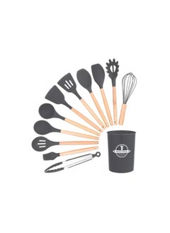 Buy 12 Piece Non Stick Silicone Cookware Set Grey 12.5x12.5x33cm in UAE