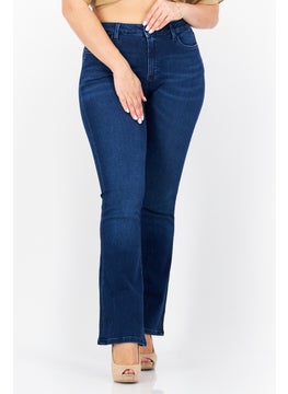 اشتري Women Flare Fit Washed Stretchable Denim Jeans, Blue في الامارات