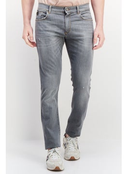 Buy Men Regular Fit Dark Wash Stretchable Jeans, Grey in Saudi Arabia