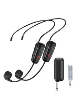 اشتري UHF Wireless Microphone Headset System, Dual Headset with 165FT Range, Ideal for Voice Amplifiers, PA Systems, Fitness Classes, and Church Events في الامارات