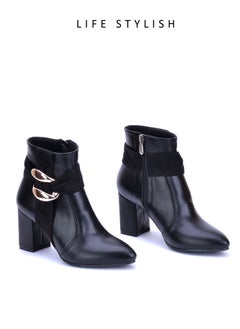 اشتري R-4 Stylish Leather Heel Boot Ornament - Black في مصر