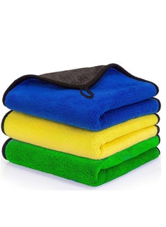 Buy 3 Microfiber Towels For Cleaning And Drying The Kitchen, Glassware, Tv Screens, All Home Furniture And Also For The Car-Size 30X40 Cm, Various Colors - 3 Pcs in Egypt