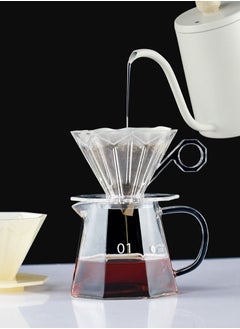 Buy V60 Octagon Coffee Dripper Filter Set Espresso Pour Over Brewing Chemex With Drip Coffee Maker Set Manual Coffee Server Heat Resistant Glass Tea Pot in Saudi Arabia