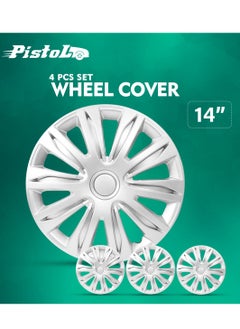 Buy PISTOL Car Wheel Cover Silver Color 14 inch - High-Quality Pistol Wheel Cup Universal Fit Set of 4PC in Saudi Arabia