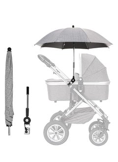 اشتري Baby Stroller Parasol, 75 cm Sunshade with Clip Universal Stroller UV Protection Umbrella 50+ Adjustable 360 Degree Waterproof Umbrella for Strollers, Strollers, Wheelchairs, Beach Chair - Gray في السعودية