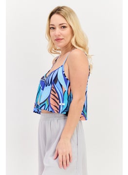 اشتري Women Allover Print Tank Top Beachwear, Blue في الامارات