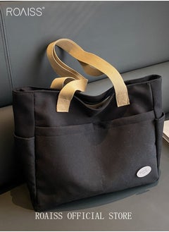 Buy Large Capacity Shoulder Bag  Durable Macaron Color Scheme Smooth Zipper Solid Color Tote Bag in UAE