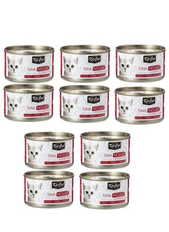 اشتري 10Pc Tuna Mousse with Chicken Topper Cat Wet Food 80g في الامارات