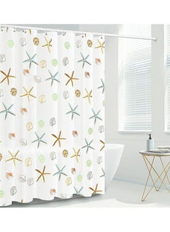 Buy Shower Curtain Liner, 72 Inch Waterproof PEVA Shower Curtain Liners with Metal Grommets and 12 Plastic Hooks Thick Bathroom Plastic Shower Curtain Liner, Creative Starfish Printing Curtain in UAE