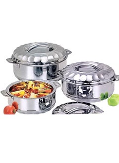 Buy 3 Piece Stainless Steel Hot Pot With Lids Thermoware Casserole Hotpot Set 5000ml, 7500ml, 10000ml in Saudi Arabia