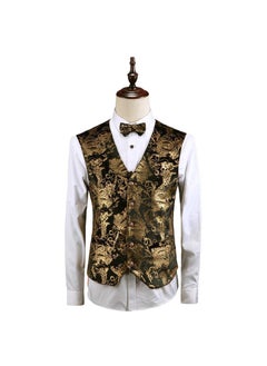 اشتري Mens Plus Size Suit Vest Casual Gold Print WaistcoatM77 Tuhao Gold M77 Tuhao Gold في الامارات