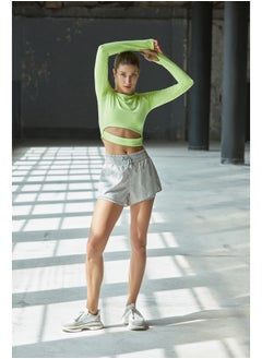 Buy Gray Parachute Fabric 2-Layer Knitted Sports Shorts with Inside Shorts TWOAW21SR0012 in Egypt