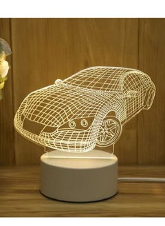 Buy 3D LED Night Lamp Warm White Table Light Car Shape in Saudi Arabia