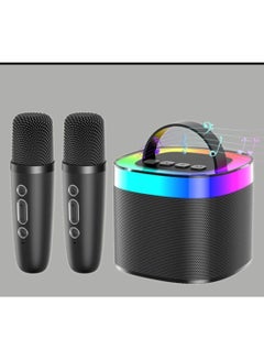 Buy Portable Bluetooth Karaoke Speaker with 2 Wireless Microphones Black in Saudi Arabia